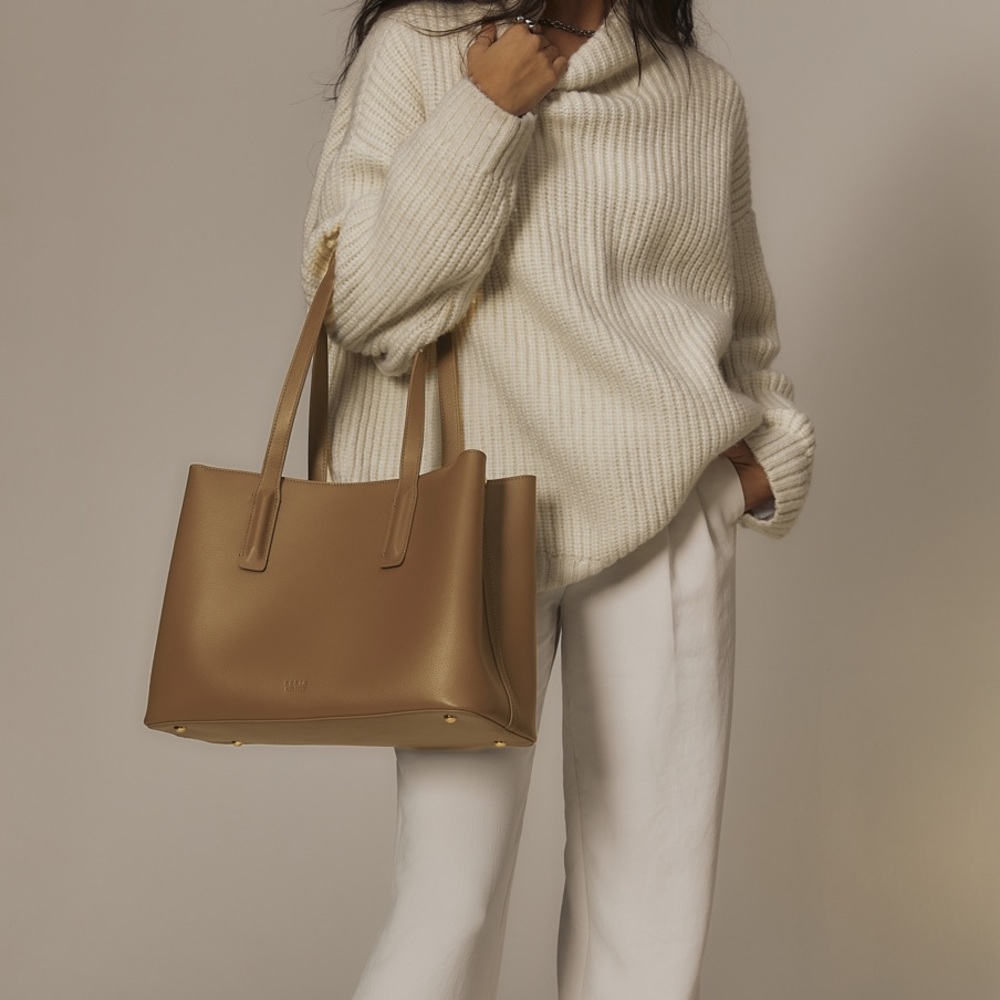 Freja NYC vegan leather Linnea tote bag in cappuccino